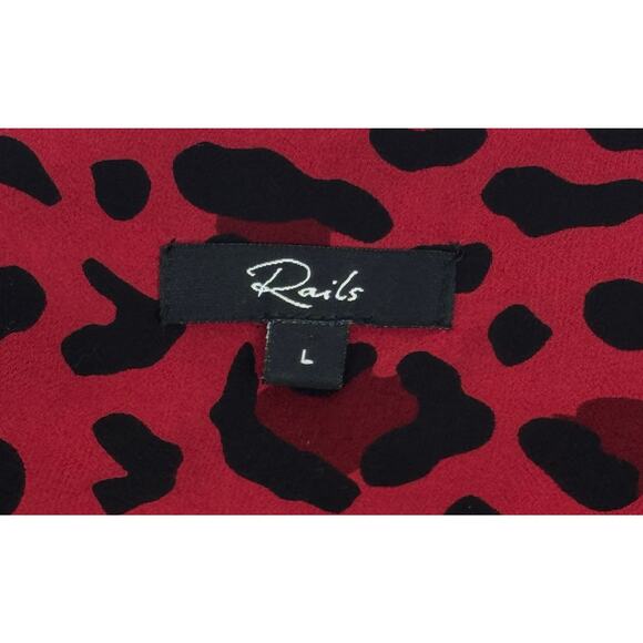 Rails “Lillian” Red Leopard Button Down Blouse Size L - Picture 12 of 13